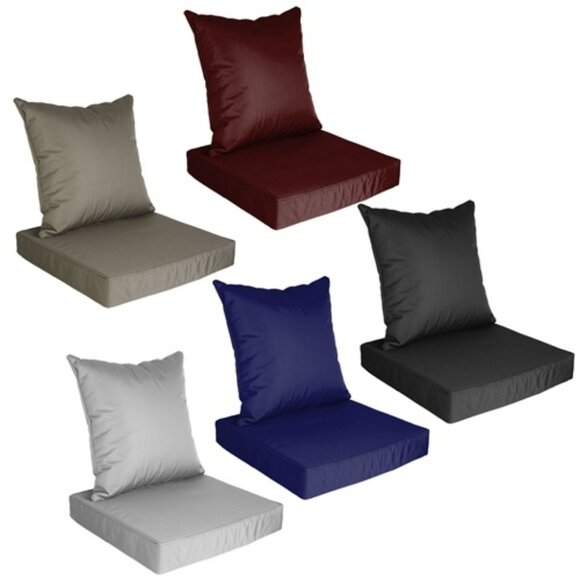 Outdoor Seat Cushion Set Waterproof Patio Furniture Cushion and Back Pillow - Picture 8 of 11